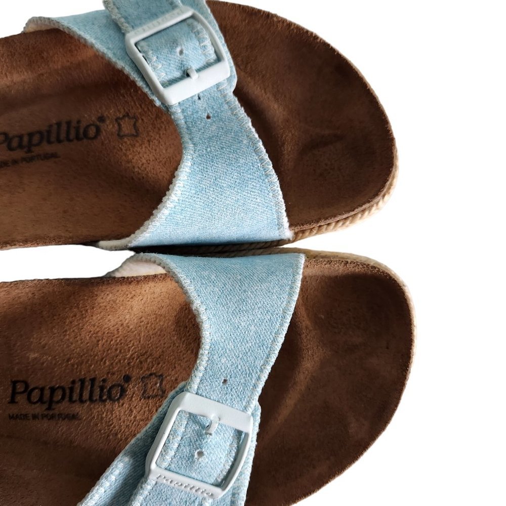 Birkenstock Papadillo Shoes Women's 10 Men's 8 Narrow Blue Madrid Slides Nubuck - Picture 7 of 11